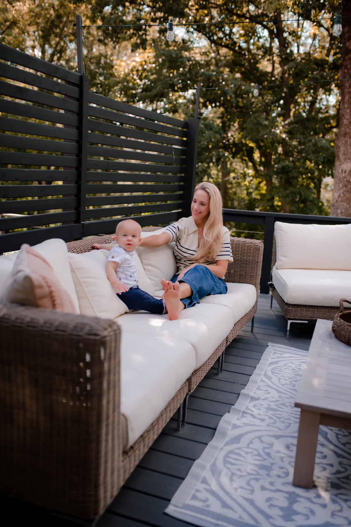 Outer Brown Wicker Outdoor Sofa with Armless Chairs