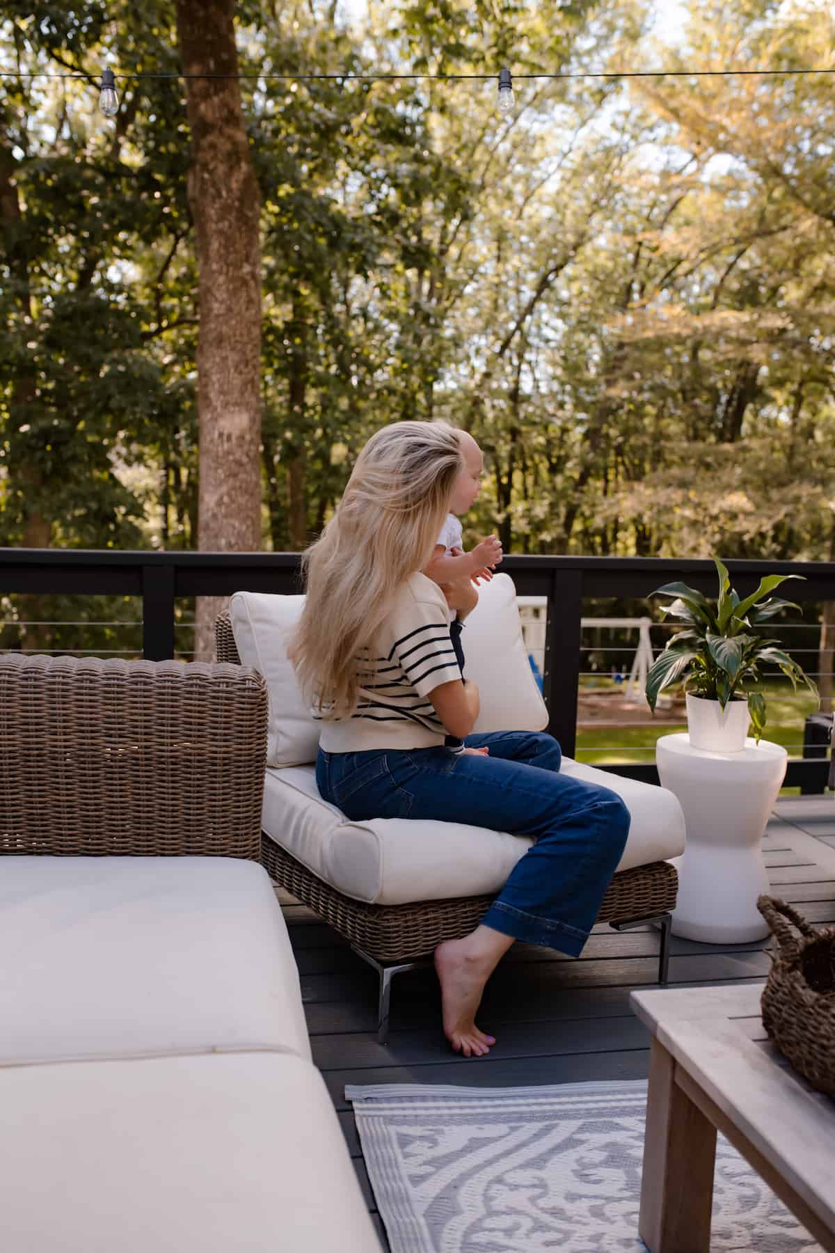Outer Brown Wicker Outdoor Sofa with Armless Chairs