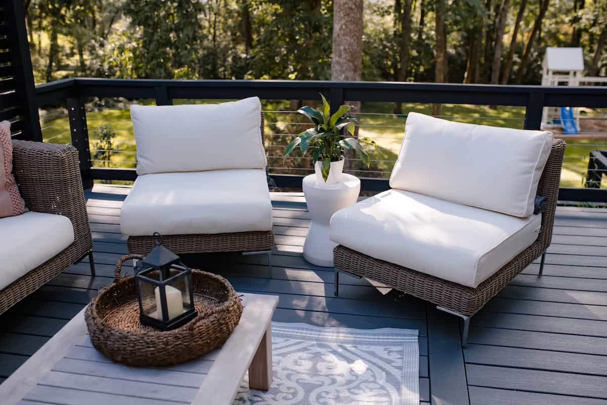 Outer Brown Wicker Outdoor Sofa with Armless Chairs