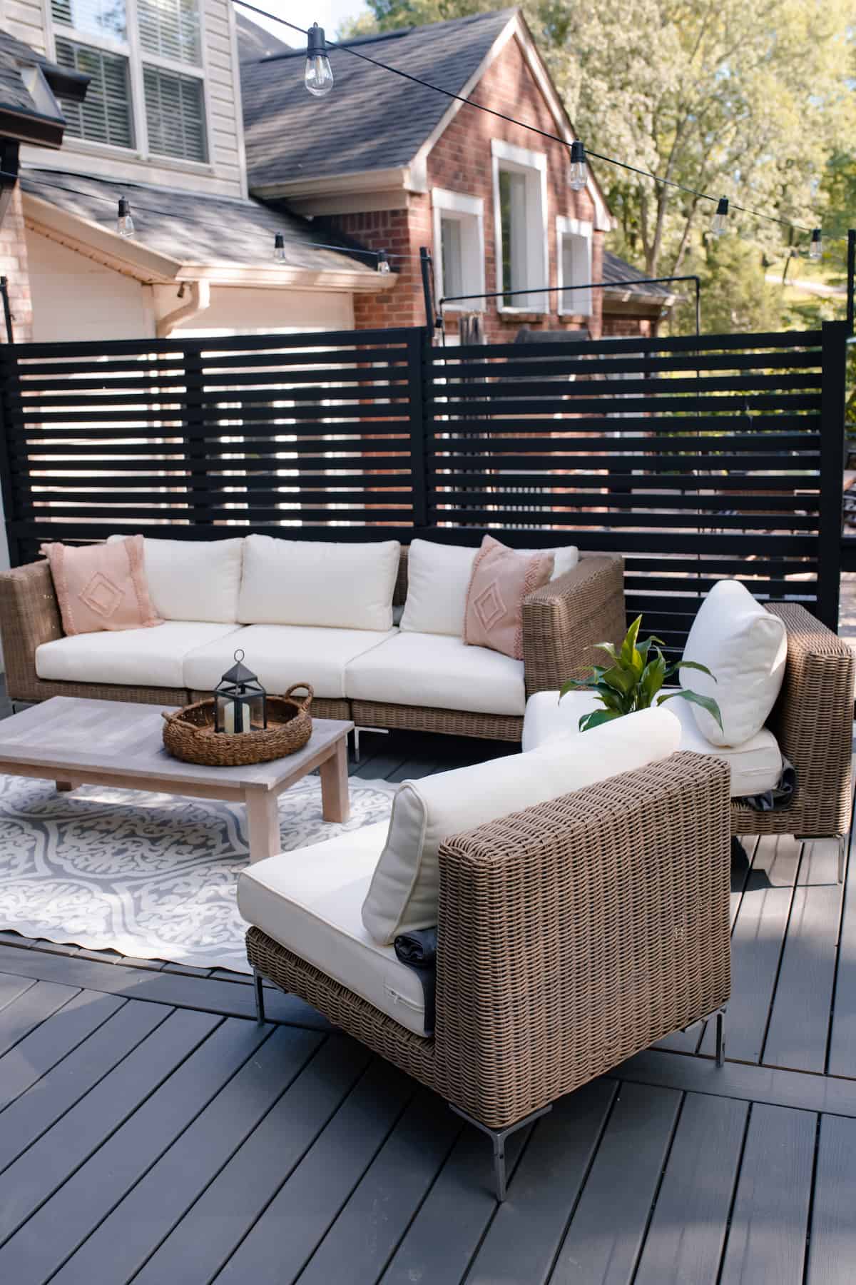 Outer Brown Wicker Outdoor Sofa with Armless Chairs