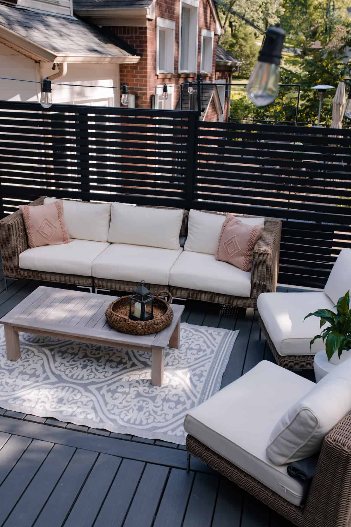 Outer Brown Wicker Outdoor Sofa with Armless Chairs