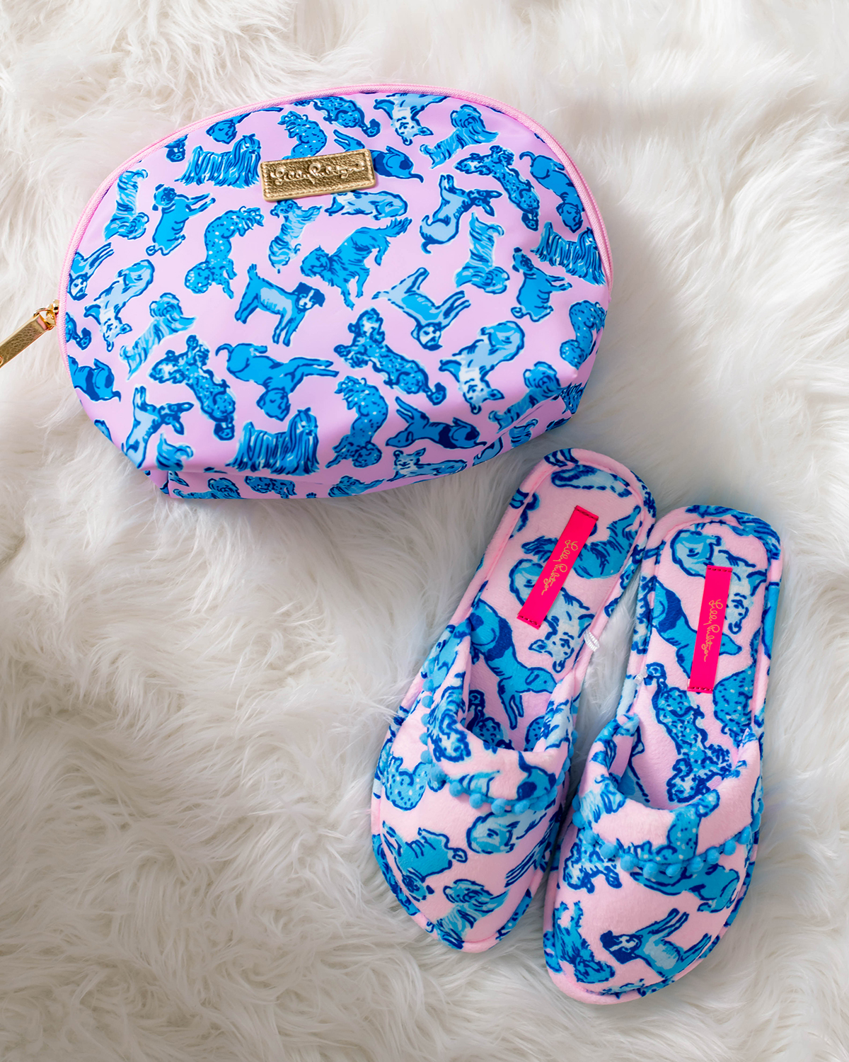 Lilly Pulitzer Ruff Night Dog Print Slippers